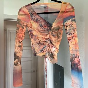 Urban Outfitters Cinched Mesh Top